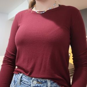 pacsun ribbed maroon long sleeve shirt